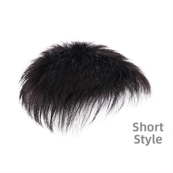 Parochňa z pravých vlasov s mechanickým upevňovacím systémom a lepiacim klipom; krátka dĺžka; vhodná pre všetky odtiene pleti; nie je vhodná pre horúce farbenie