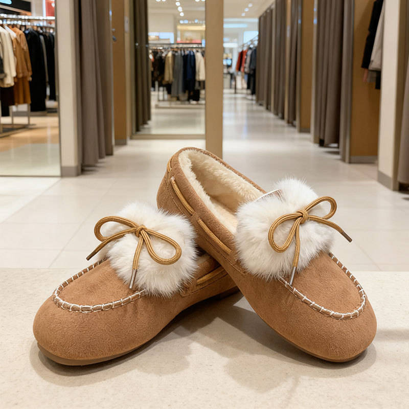 Bean Shoes με επένδυση από συνθετική γούνα - χωρίς κορδόνια, χαμηλό επάνω μέρος, καουτσούκ σόλα