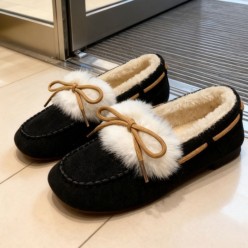 Bean Shoes με επένδυση από συνθετική γούνα - χωρίς κορδόνια, χαμηλό επάνω μέρος, καουτσούκ σόλα