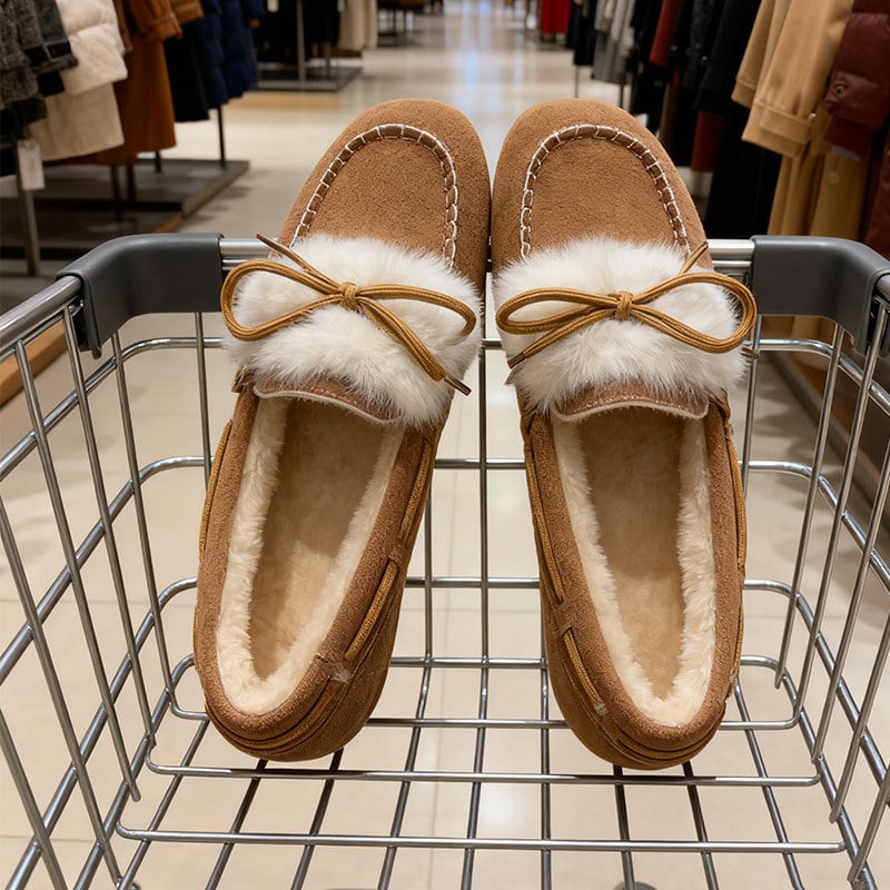 Bean Shoes με επένδυση από συνθετική γούνα - χωρίς κορδόνια, χαμηλό επάνω μέρος, καουτσούκ σόλα