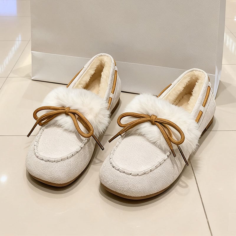 Bean Shoes με επένδυση από συνθετική γούνα - χωρίς κορδόνια, χαμηλό επάνω μέρος, καουτσούκ σόλα