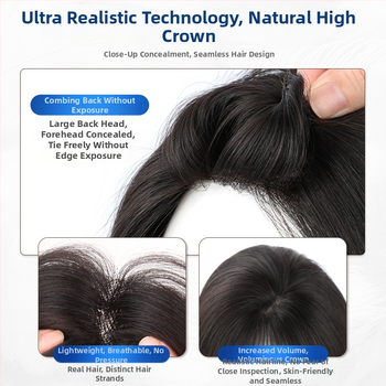 Női Wig Patch — Valódi emberi haj, egyenes, kézzel szőtt, festhető, előre hajvonal patch