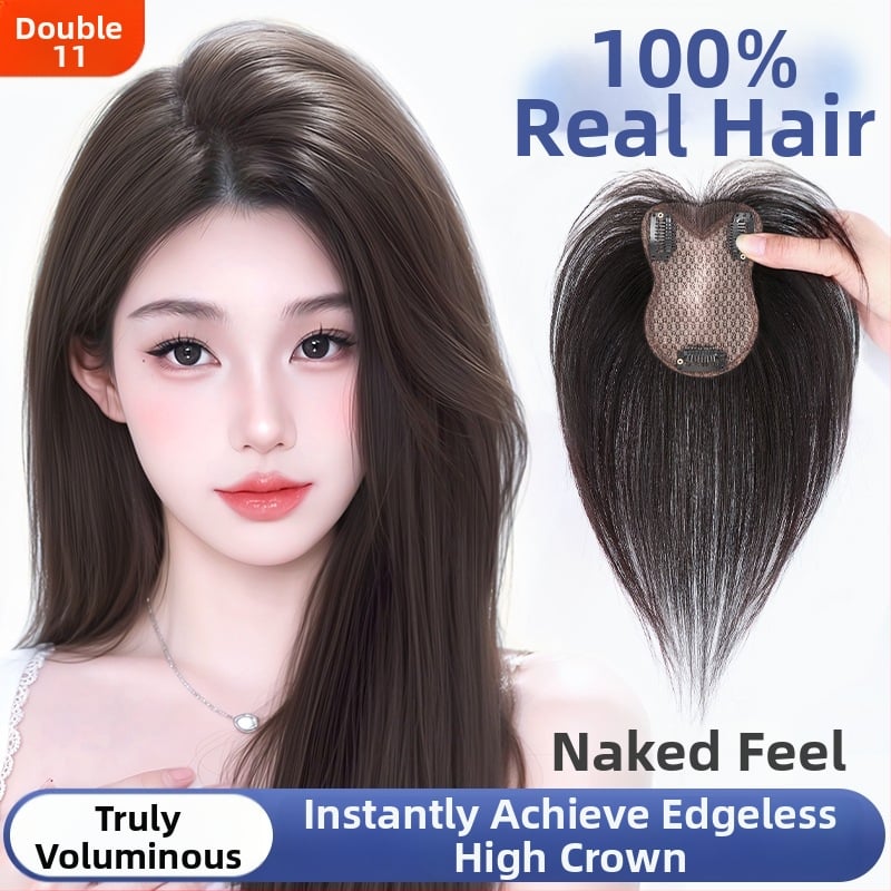 Női Wig Patch — Valódi emberi haj, egyenes, kézzel szőtt, festhető, előre hajvonal patch