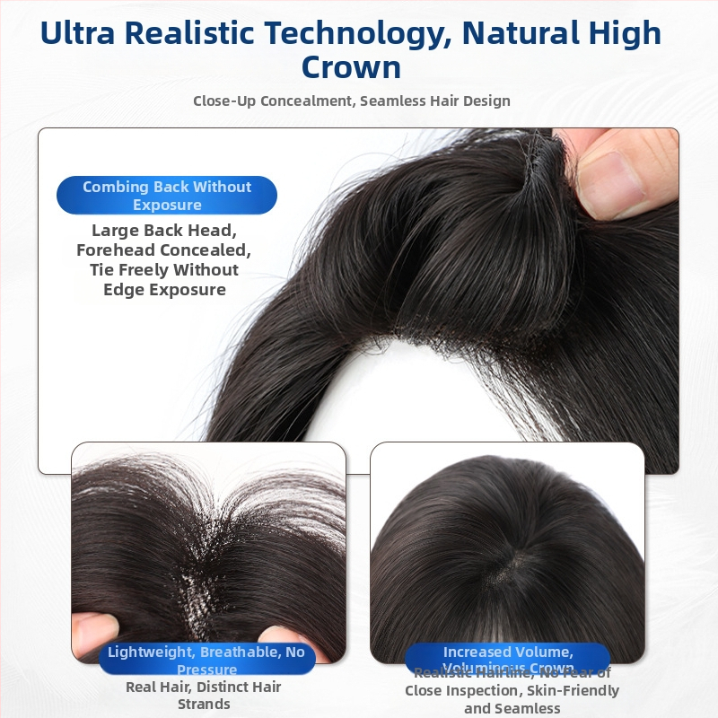 Női Wig Patch — Valódi emberi haj, egyenes, kézzel szőtt, festhető, előre hajvonal patch