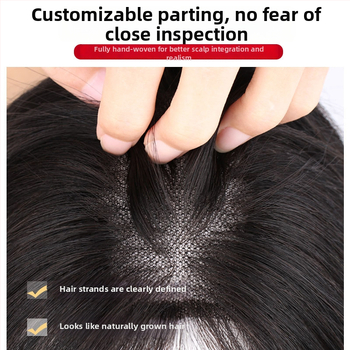 Visiškai rankų darbo Šveicarijos tinklo perukas temenos dengimui, tiesūs plaukai, lengvas ir kvėpuojantis, iš tikrų žmonių plaukų, dažomas
