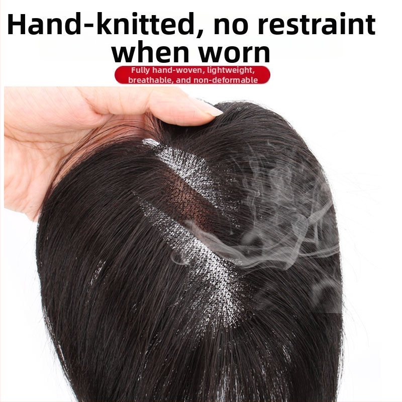 Visiškai rankų darbo Šveicarijos tinklo perukas temenos dengimui, tiesūs plaukai, lengvas ir kvėpuojantis, iš tikrų žmonių plaukų, dažomas