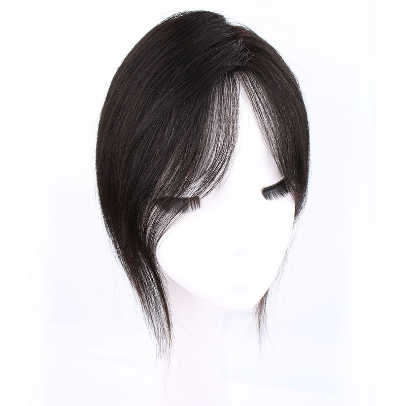 Teljes kézi szövésű svájci hálós paróka a fejtető fedésére, egyenes haj, könnyű és lélegző, valós emberi hajból, festhető