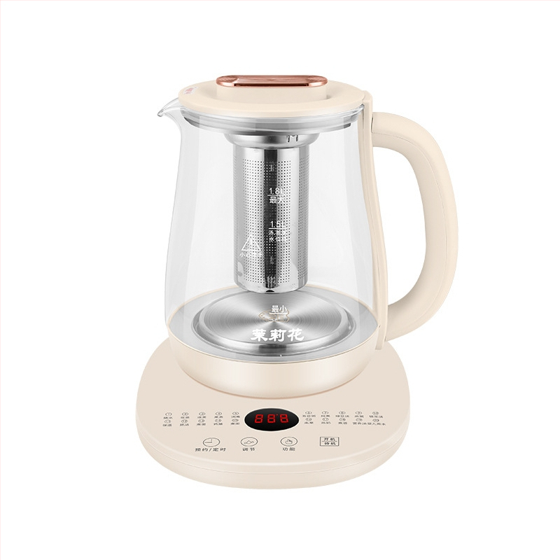 Zdravotná kanvička s jazmínom pre domáce a kancelárske použitie — sklenené telo, 1,8 L, 220 V, 500–1000 W, dotykový elektronický termostat