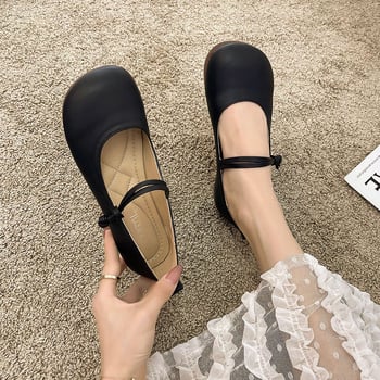 Pantofi dama plat, partea superioară din microfibră, vârf rotund, talpă din cauciuc, slip-on, talpă joasă