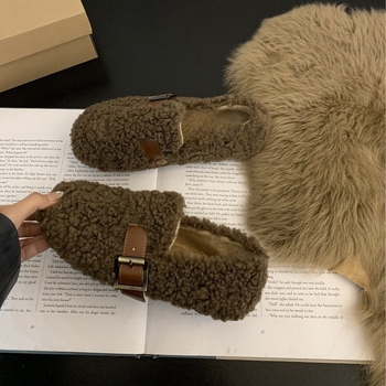 Pantofi Mary Jane pentru femei, din velur, vârf rotund, slip-on, toc mediu 3-5 cm