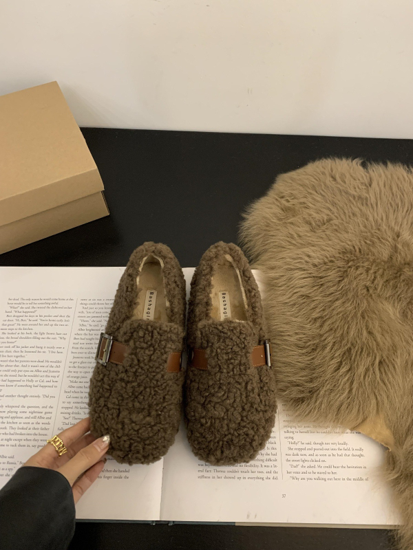 Pantofi Mary Jane pentru femei, din velur, vârf rotund, slip-on, toc mediu 3-5 cm