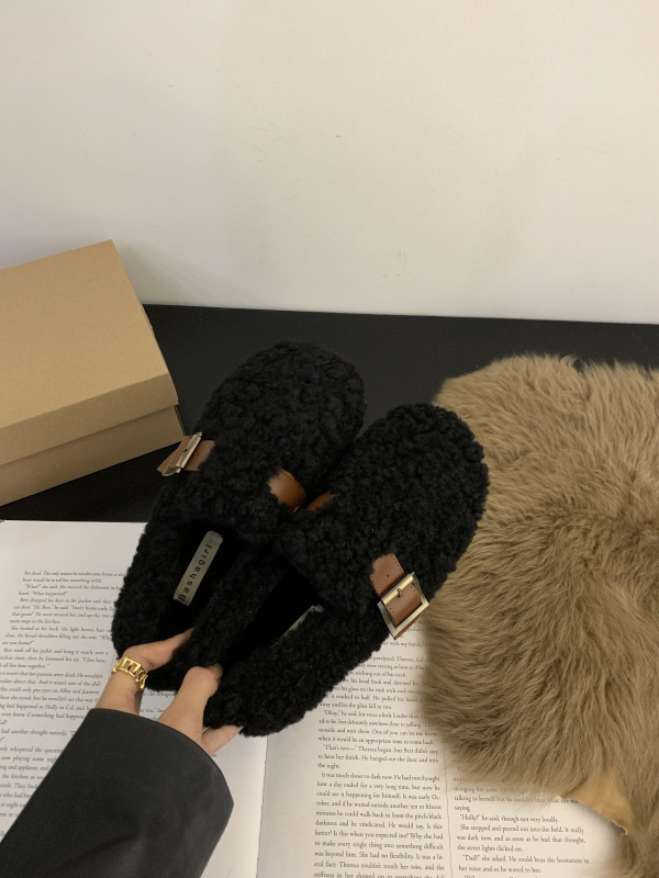 Pantofi Mary Jane pentru femei, din velur, vârf rotund, slip-on, toc mediu 3-5 cm