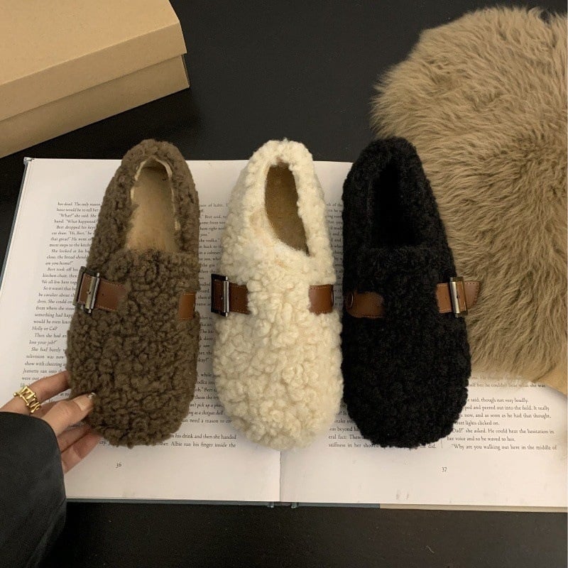 Pantofi Mary Jane pentru femei, din velur, vârf rotund, slip-on, toc mediu 3-5 cm