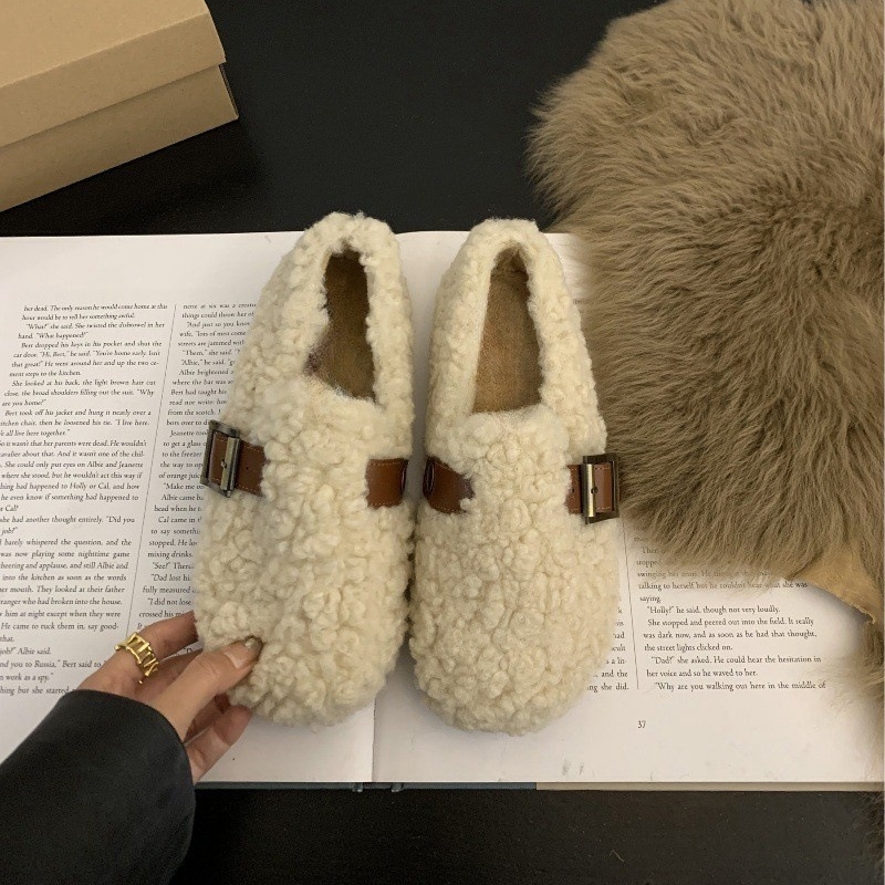 Pantofi Mary Jane pentru femei, din velur, vârf rotund, slip-on, toc mediu 3-5 cm