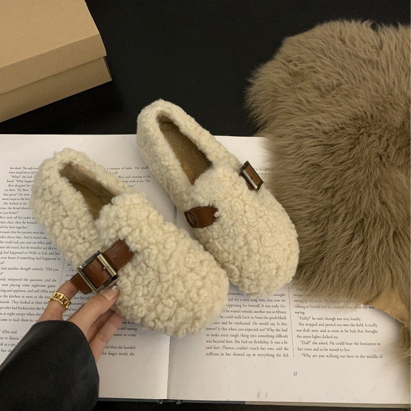 Pantofi Mary Jane pentru femei, din velur, vârf rotund, slip-on, toc mediu 3-5 cm