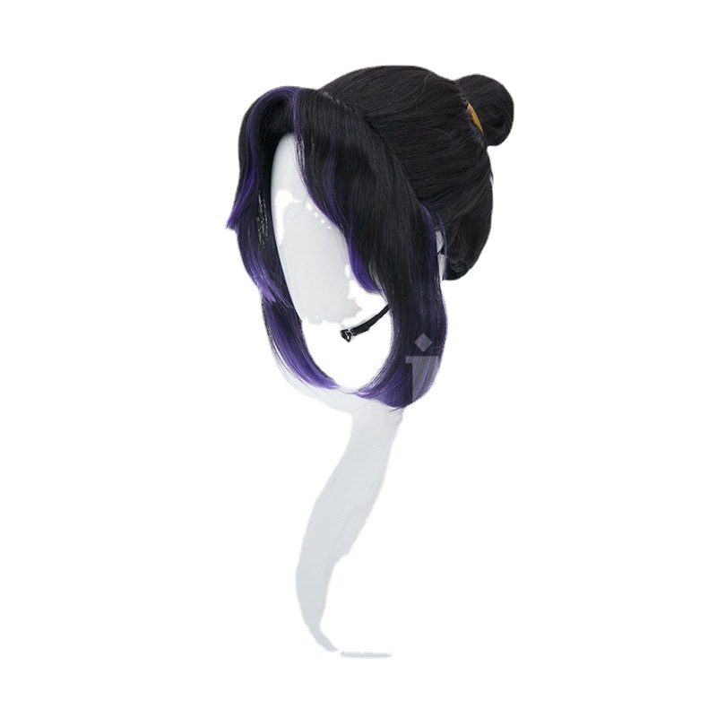 Cosplay paruka Shinobu Kocho (Insect Pillar), ponytail štýl, vysokoteplotné hodvábie, mechanická konštrukcia