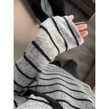 Pulover tricot cu mâneci lungi, guler rotund, croială lejeră, poliester, grosime regular, toamnă 2025, stil casual japonezo-coreean