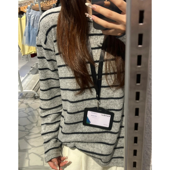 Pulover tricot cu mâneci lungi, guler rotund, croială lejeră, poliester, grosime regular, toamnă 2025, stil casual japonezo-coreean