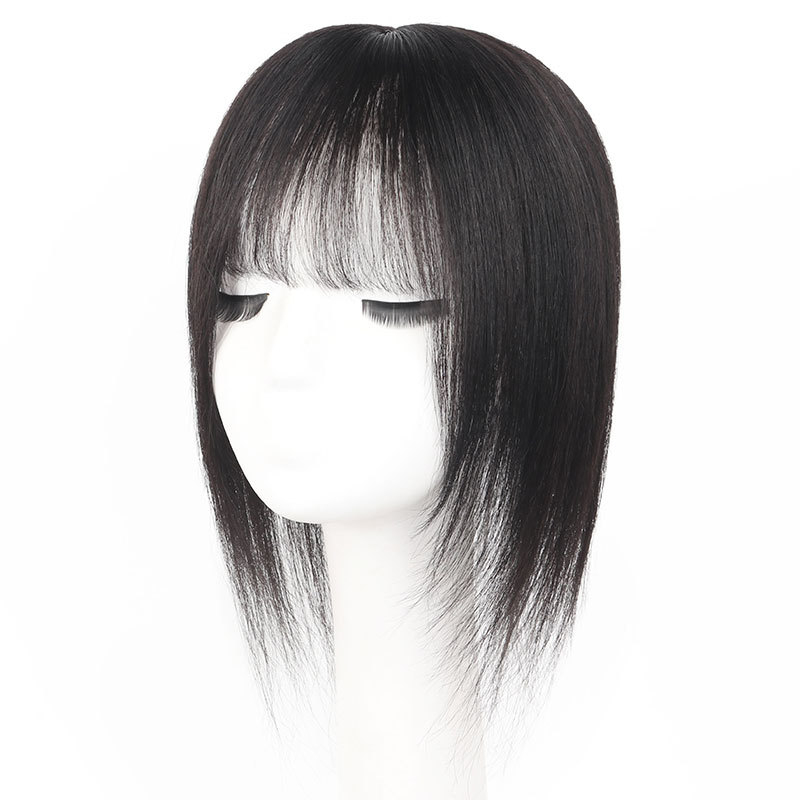 Patch na vrchnú časť paruky z pravých ľudských vlasov, rovný, 20–30 cm, priedušný, fariteľný, pridáva objem na zakrytie šedivých vlasov