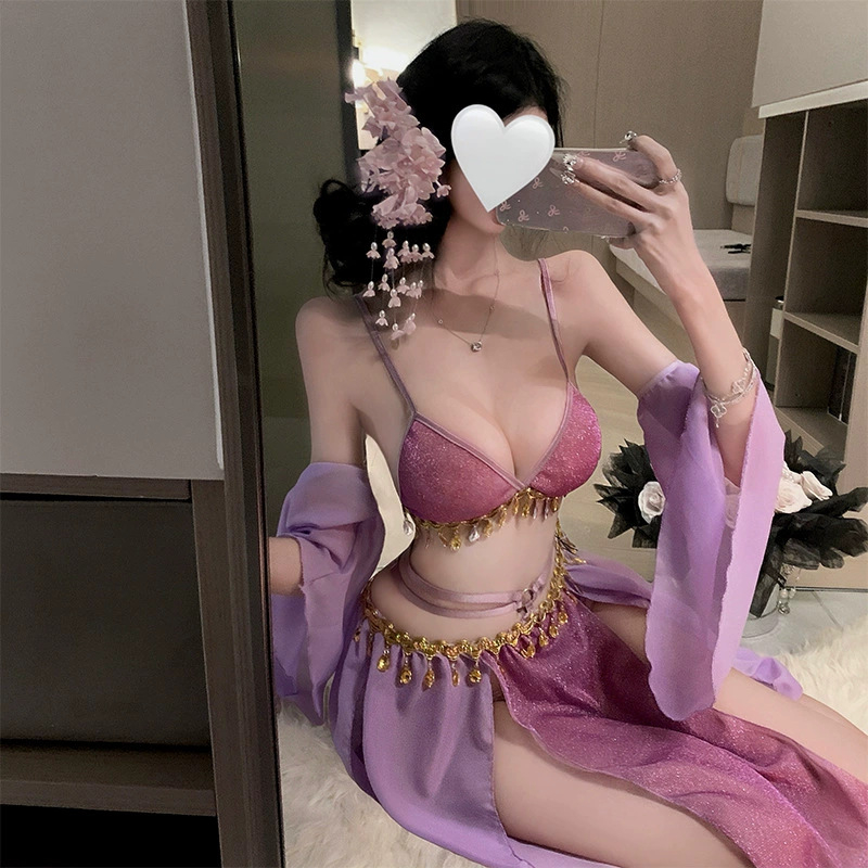 Sexi ženski donje rublje s egzotičnim resama i podijeljenim krojem, inspirirano Dunhuang Feitian; materijal: poliester, 90–95% poliester