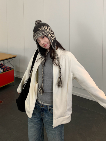 Hoodie od flece s prednjim zipom, debeli fleece, stojeći ovratnik, japansko-korejski ležerni stil