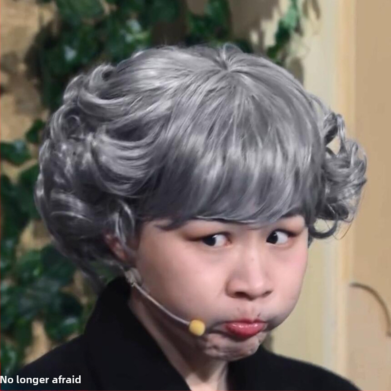 Peruka su trumpais garbanotais plaukais scenai, natūralus stilius, aukštos temperatūros viela, modelis 546, įstrižos plaukų kirpimo linijos