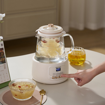 Zdravotná kanvička na čaje a vývary, telo z borosilikátového skla, model JZW-102A, objem 1–1,5 L, 220 V, 800 W, termostat s tlačidlom