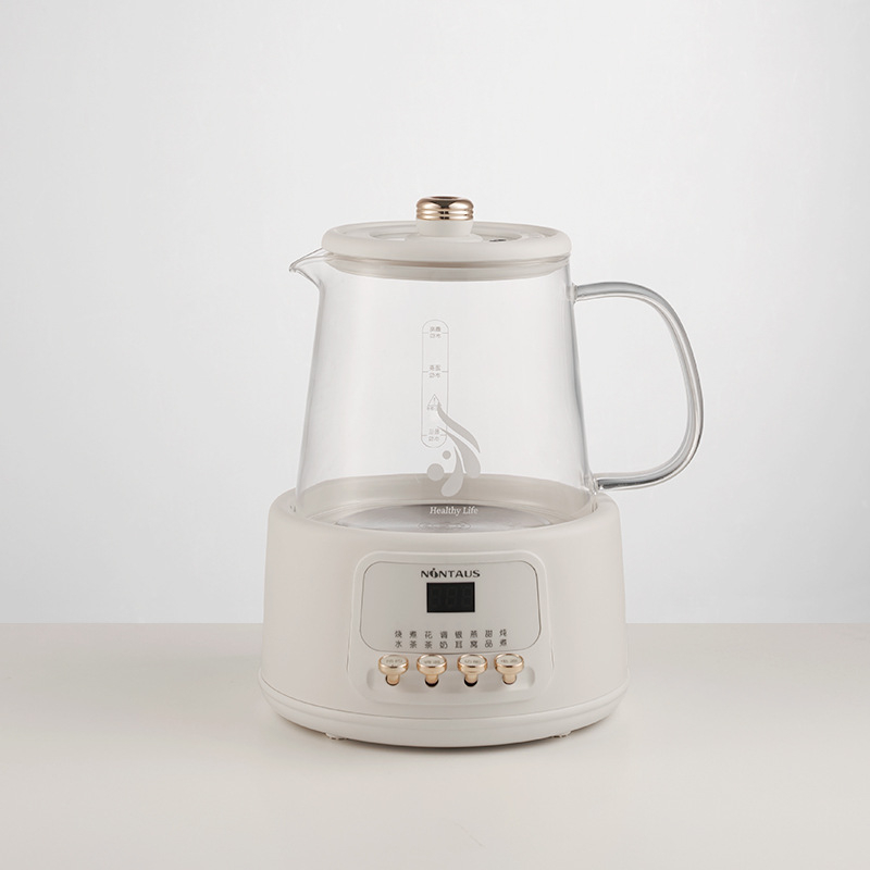 Zdravotná kanvička na čaje a vývary, telo z borosilikátového skla, model JZW-102A, objem 1–1,5 L, 220 V, 800 W, termostat s tlačidlom