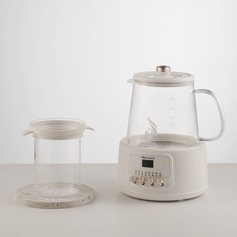 Zdravotná kanvička na čaje a vývary, telo z borosilikátového skla, model JZW-102A, objem 1–1,5 L, 220 V, 800 W, termostat s tlačidlom