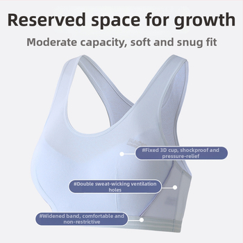 Detská bavlnená športová podprsenka, s 3/4 košíčkom, tenký tvar, priedušná a pohodlná