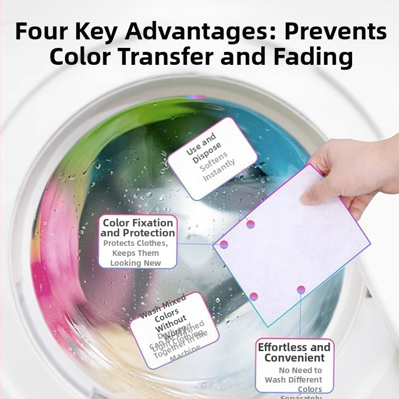 Veļas lapas krāsu uzsūkšanai – novērš krāsu pārnešanu, piemērotas mājas veļas mazgāšanai, Zīmols: Fan Rou