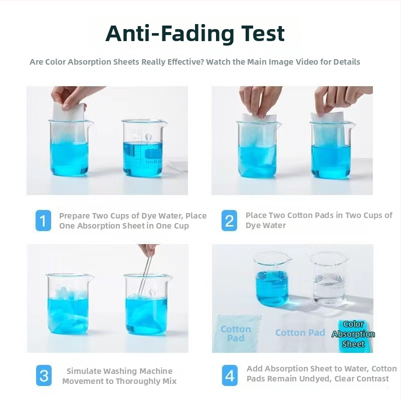 Veļas lapas krāsu uzsūkšanai – novērš krāsu pārnešanu, piemērotas mājas veļas mazgāšanai, Zīmols: Fan Rou