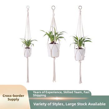 Zavesný kvetináč sieť z bavlneného povrazu, ručne pletené, medzinárodný export — hlavné trhy: Európa, Severná a Južná Amerika, Blízky východ