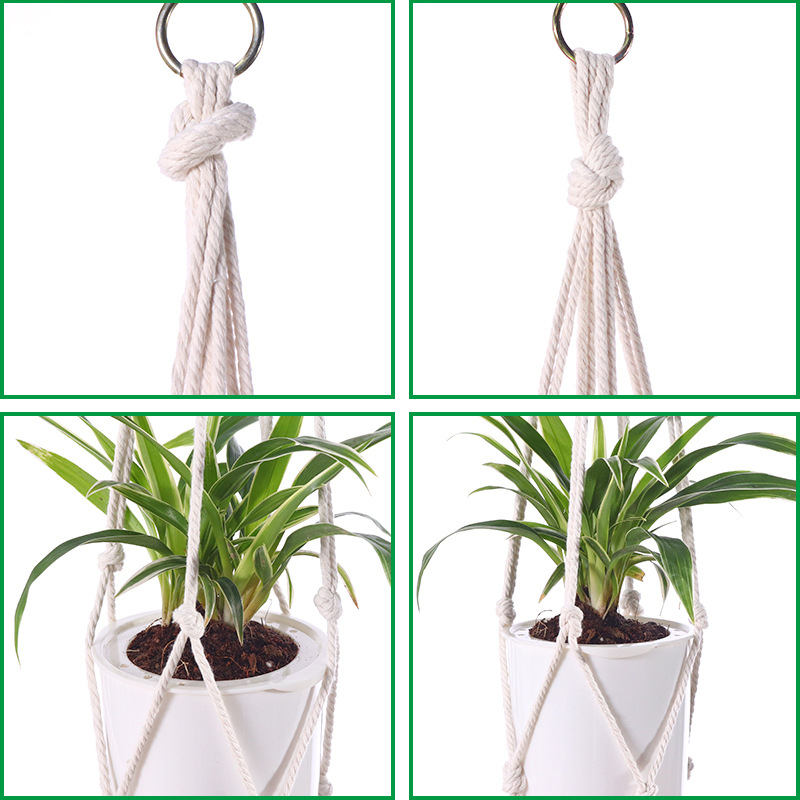 Zavesný kvetináč sieť z bavlneného povrazu, ručne pletené, medzinárodný export — hlavné trhy: Európa, Severná a Južná Amerika, Blízky východ