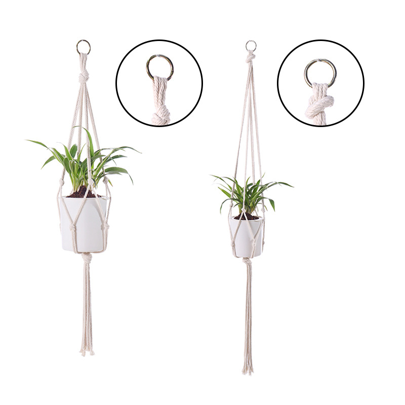 Zavesný kvetináč sieť z bavlneného povrazu, ručne pletené, medzinárodný export — hlavné trhy: Európa, Severná a Južná Amerika, Blízky východ