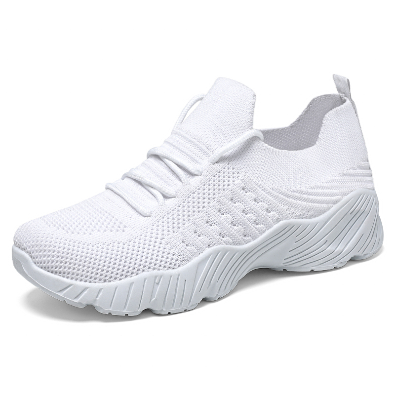 Ženske tenisice za sport s mrežastim gornjim dijelom, prednje vezanje, zaobljeni vrh, PVC đon, srednja visina pete 3-5 cm