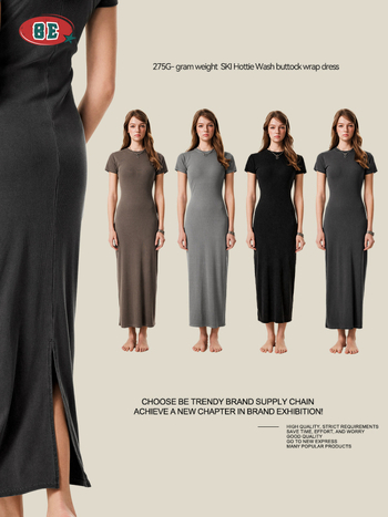 Rochie BE THRIVED: croială slim fit bodycon, lungă, guler rotund, mâneci scurte, țesătură din bumbac amestec