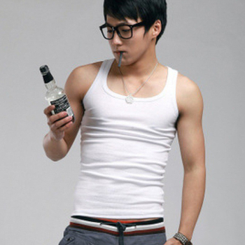 Vesta bărbați cu gât pătrat, 100% bumbac, croială Slim, vară, sport