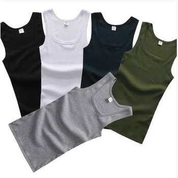 Vesta bărbați cu gât pătrat, 100% bumbac, croială Slim, vară, sport