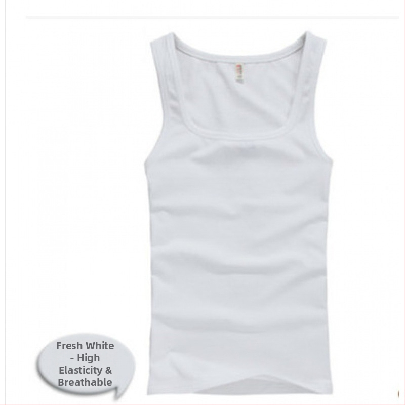 Vesta bărbați cu gât pătrat, 100% bumbac, croială Slim, vară, sport