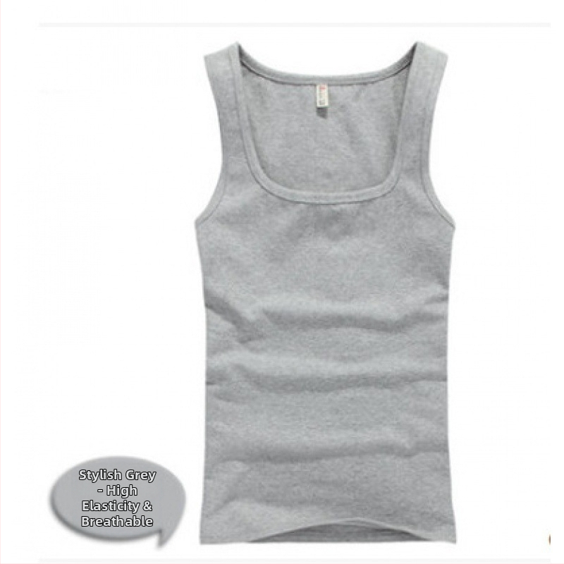 Vesta bărbați cu gât pătrat, 100% bumbac, croială Slim, vară, sport