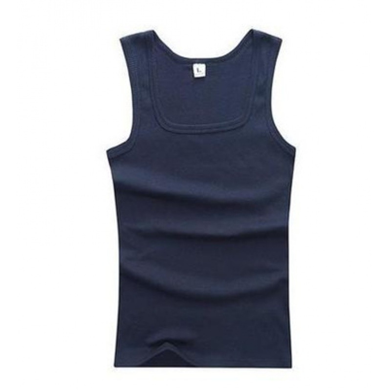 Vesta bărbați cu gât pătrat, 100% bumbac, croială Slim, vară, sport