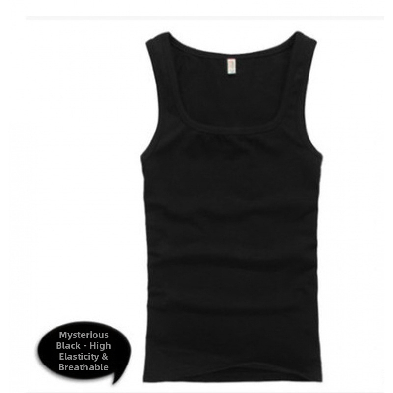 Vesta bărbați cu gât pătrat, 100% bumbac, croială Slim, vară, sport