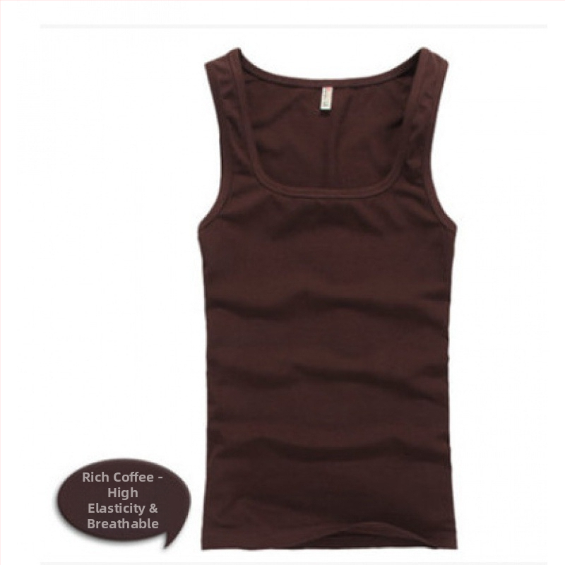 Vesta bărbați cu gât pătrat, 100% bumbac, croială Slim, vară, sport