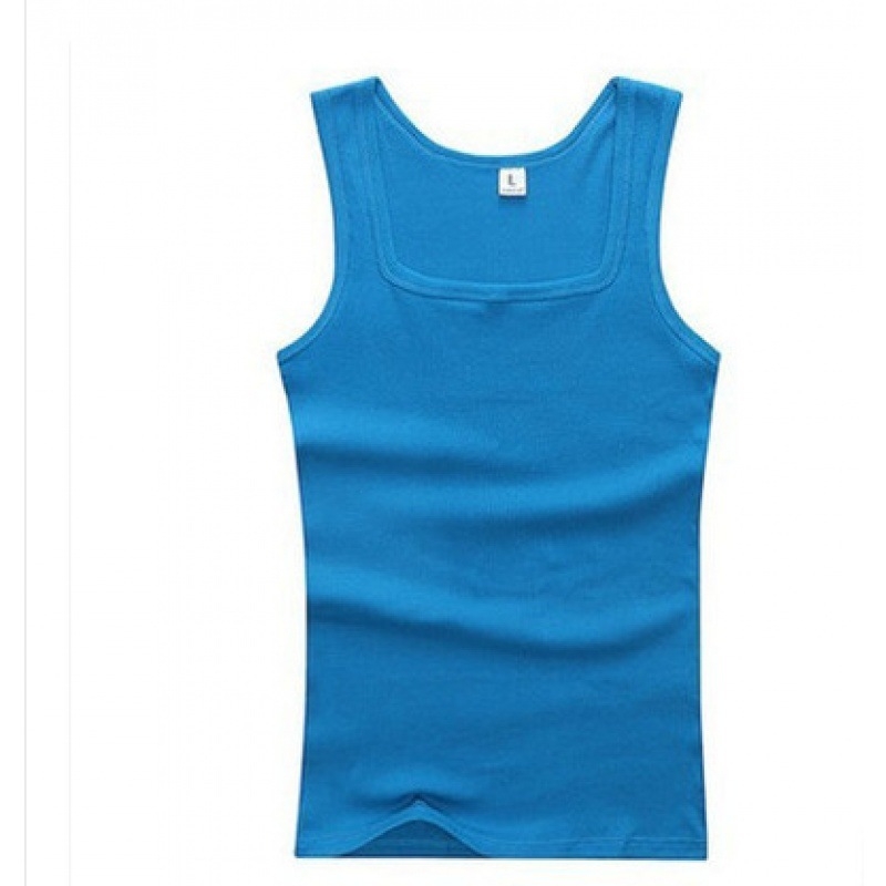 Vesta bărbați cu gât pătrat, 100% bumbac, croială Slim, vară, sport