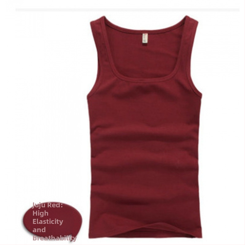 Vesta bărbați cu gât pătrat, 100% bumbac, croială Slim, vară, sport