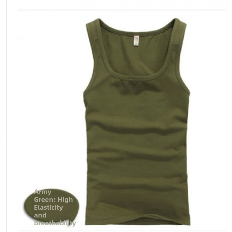 Vesta bărbați cu gât pătrat, 100% bumbac, croială Slim, vară, sport