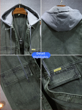 Džínsová vesta s kapucňou, voľný strih, golier s klapkou, zapínanie na jeden rad gombov, pranie pieskom