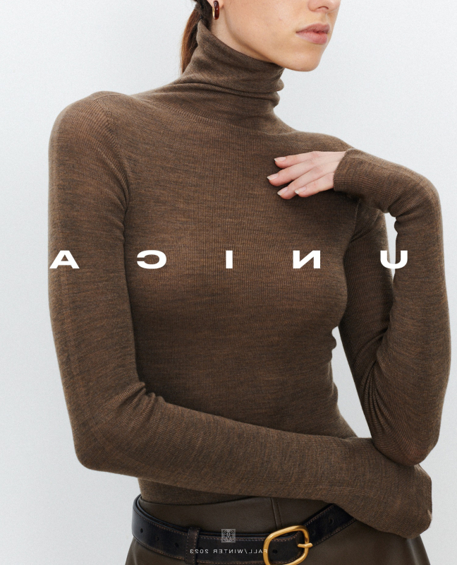 Pulover din lână, tricot fără cusături, guler înalt, mâneci lungi, croială slim