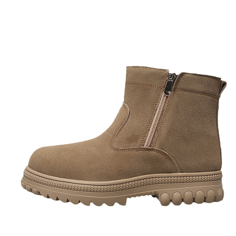 Pánske zimné čižmy z pravej kože s ovčou kožušinkou a gumenou podrážkou